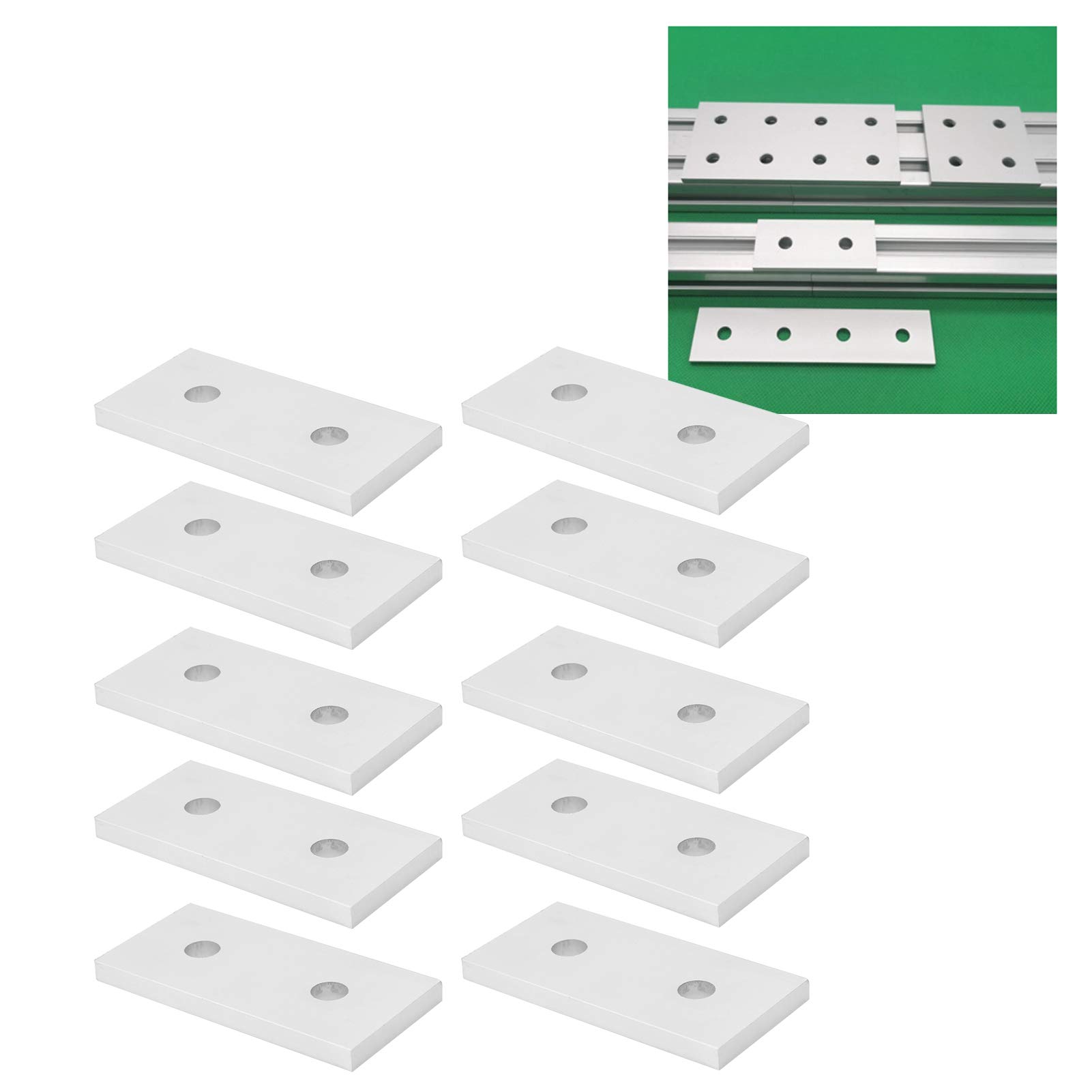 10 Pezzi Piastra Giunzione Alluminio 4040 per Connessione Verticale 2 Fori Superficie Ossidata Dimensioni 80x38mm Spessore 6mm Profili Struttura Telaio per Montaggio Strutturale in Alluminio