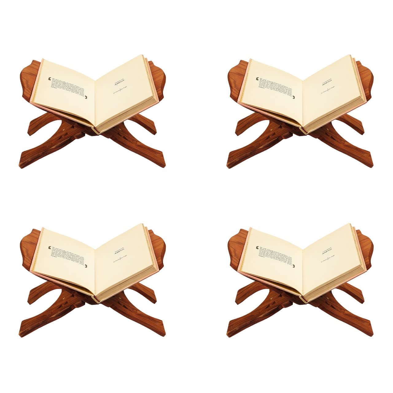 Karigar Creations Wooden Hand Carved Holy Book Stand for Quran, Bible, Gita for Reading (12x5.5 inch - Pack of 4)-image-19