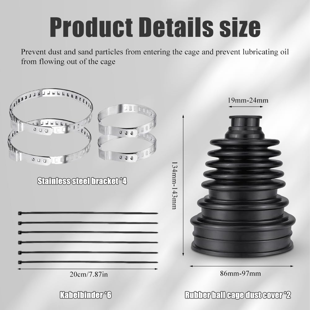 Juego de reparación de manguito de eje de transmisión de 2 unidades, universal para ejes de 19 – 24 mm, silicona flexible para ejes de ejes de 19 – 24 mm, herramienta a prueba de polvo, juego con