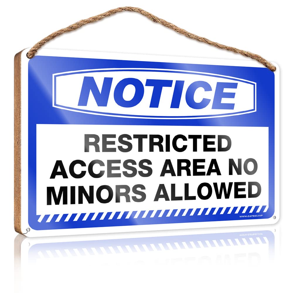 Door Hanging Decor Notice Restricted Access Area No Minors Allowed Wooden Sign Front Porch Fall Decor Signs For Kitchen(15X28CM)