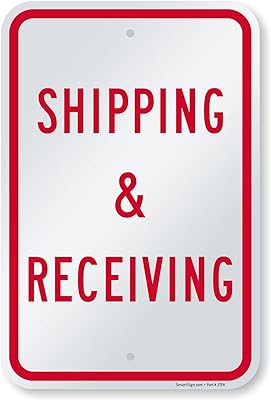 SmartSign 18 x 12 inch “Shipping And Receiving†Metal Sign, Screen Printed, 63 mil Laminated Rustproof Aluminum, Red and White