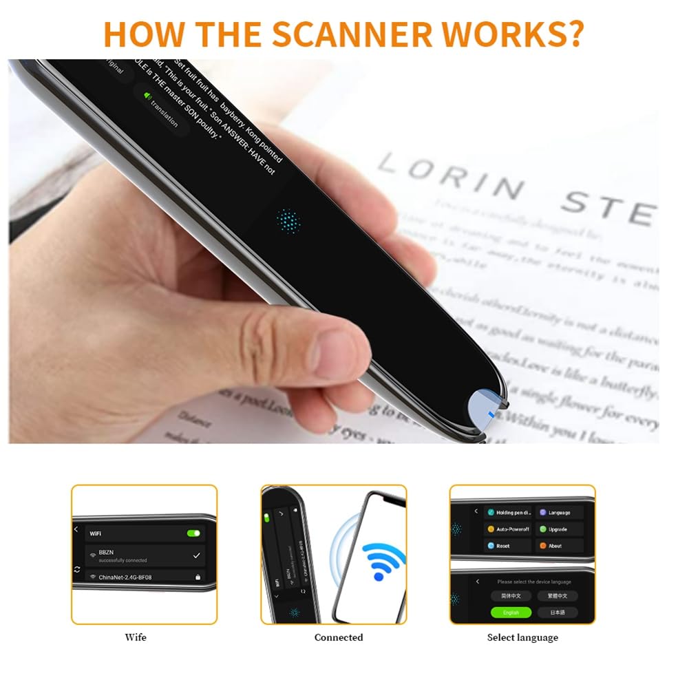 Traduttore di lingua Dispositivo Traduzione in tempo reale Scanning Pen Reader Scanner Pen Dizionario Traduttore vocale Supporto 112 lingue Text to Speech