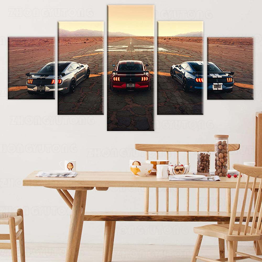 Peintures affiche Mustang 5 parties pour masquer un mur vide avec élégance - 7
