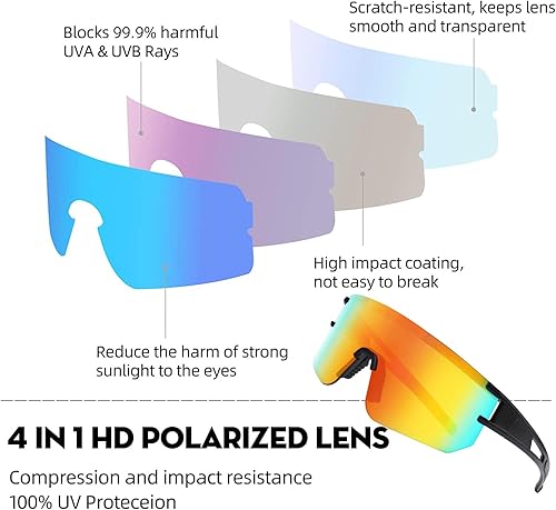 Miniatura 4 de Gafas de sol deportivas polarizadas para hombres y mujeres, lentes de sol de béisbol juveniles, gafas de ciclismo, correr, golf, pesca