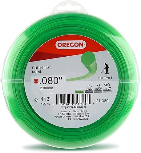 Oregon 0.080 in. Gatorline Round Weed Wacker/String Trimmer Line, 1 lb. (416 ft.) Bulk Donut, Fits Stihl, DeWalt, Ryobi and Greenworks 21-380B | Professional Round Weed Wacker String for Gas and Electric Grass Trimmer an