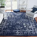 SAFAVIEH Area Rug 8x10 - Adirondack Collection - Large - Navy & Ivory, Distressed Vintage Floral Design, Non-Shedding & Easy Cleaning, Ideal for Living Room, Bedroom, Dining Space (ADR109N)