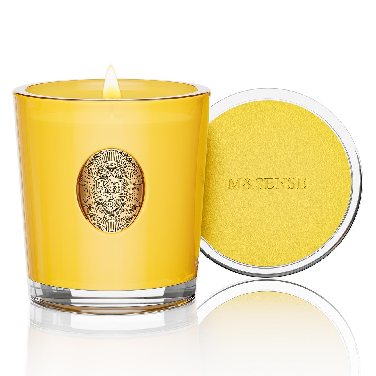 M&SENSE Natural Soy Candle | Sugared Lemon & Yellow | 9.2 oz, 50H Burn Time | Luxury Scented Candle for Relaxation, Gifting, Home Décor | Ideal for