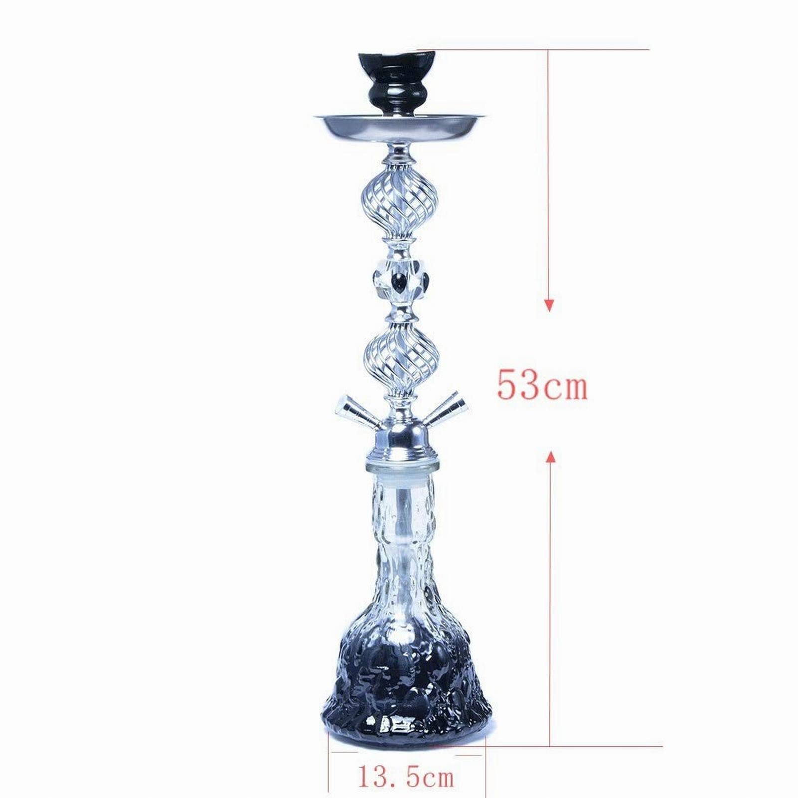 Vidrio de lujo Shisha 2 Manguera Premium SHISHA STEM MEDIO MEDIO DE MEDIA 50 CM Kit de narguile con base de vidrio, tazón de cerámica y pinzas de carbón de cenicero B