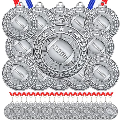 Image of Remuuly 60 Pcs Gold Award Medals 2 Inch Soccer Baseball Volleyball Football Cheer Trophy Medals Metal Awards Bulk with Neck Ribbons Trophy Prize Gifts for Sports Competitions