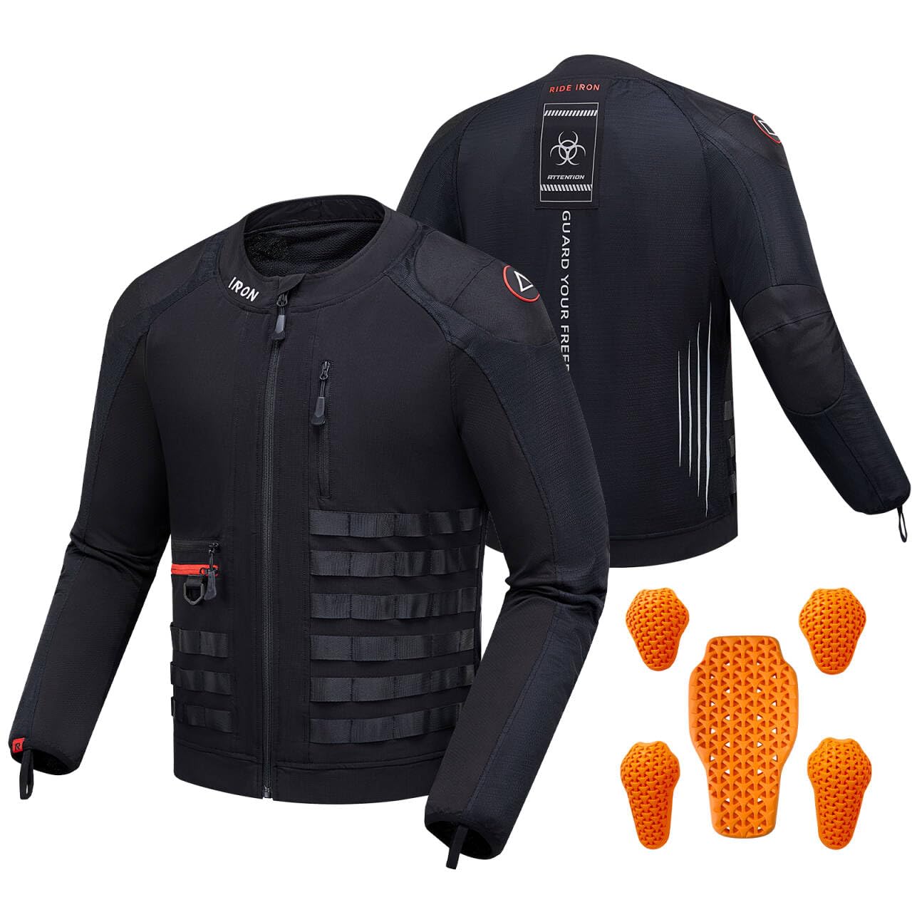 IRON JIA'S Motorcycle Jacket with CE Armor, Tight-Fit Summer Mesh Breathable Motorcycle Shirt, Motorbike Riding Protective Gear Black M