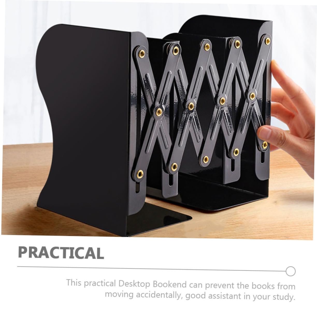 Buchstütze Vintage Praktische Buchstütze aus Kunststoff und Metall Schwarz für Bücherordnung dem Schreibtisch Einfaches Design