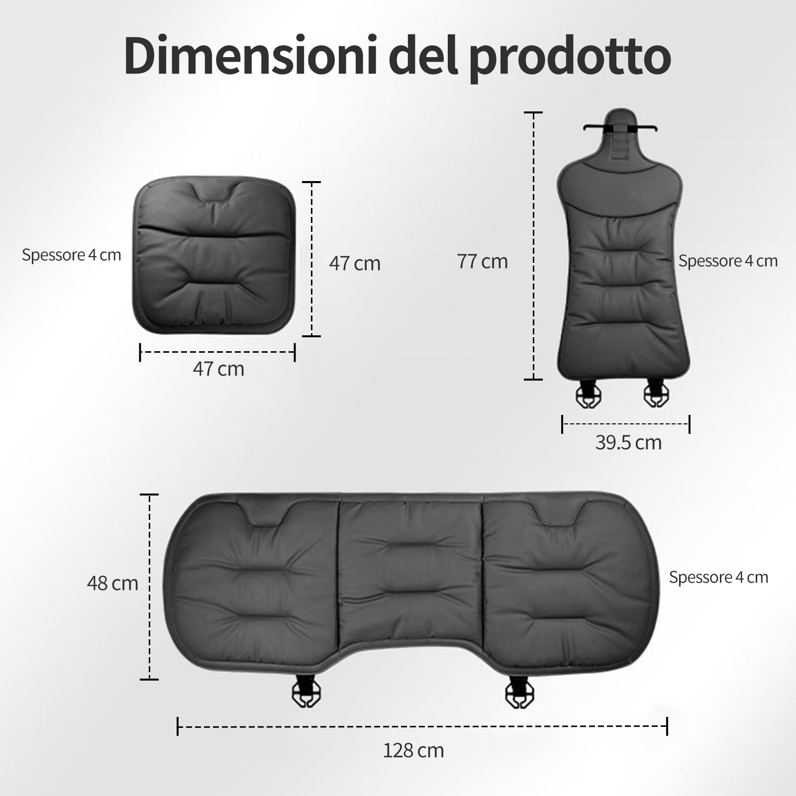 Cuscino Sedile Auto Pelle Nappa Universale con Supporto Lombare Antiscivolo