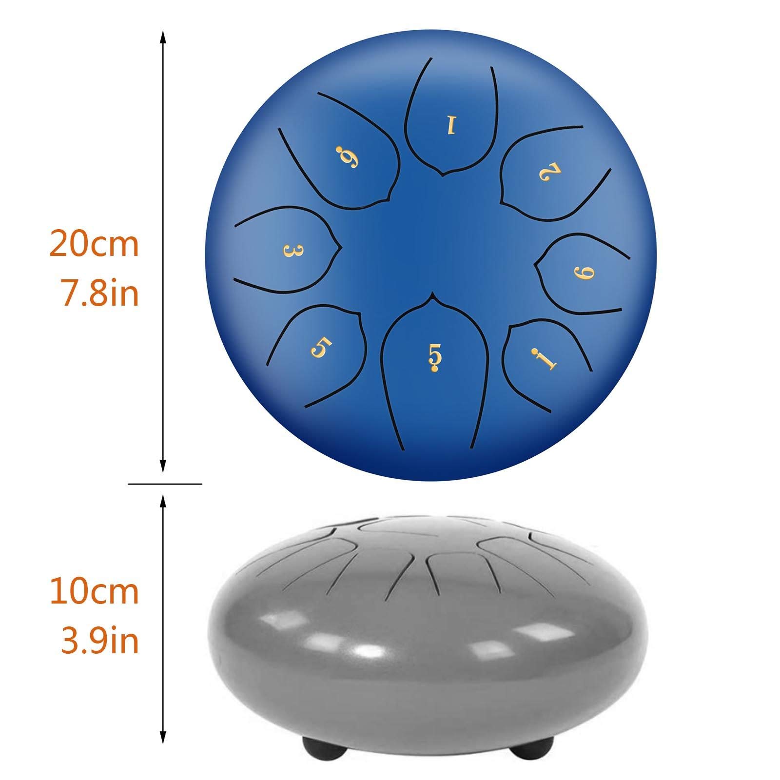 Stalowy bęben językowy, 8-uwaga 8-calowy Mini stalowy bęben Handpan Instrument perkusyjny Handpan Drum Mini zestaw perkusyjny z książką muzyczną Mallets Green