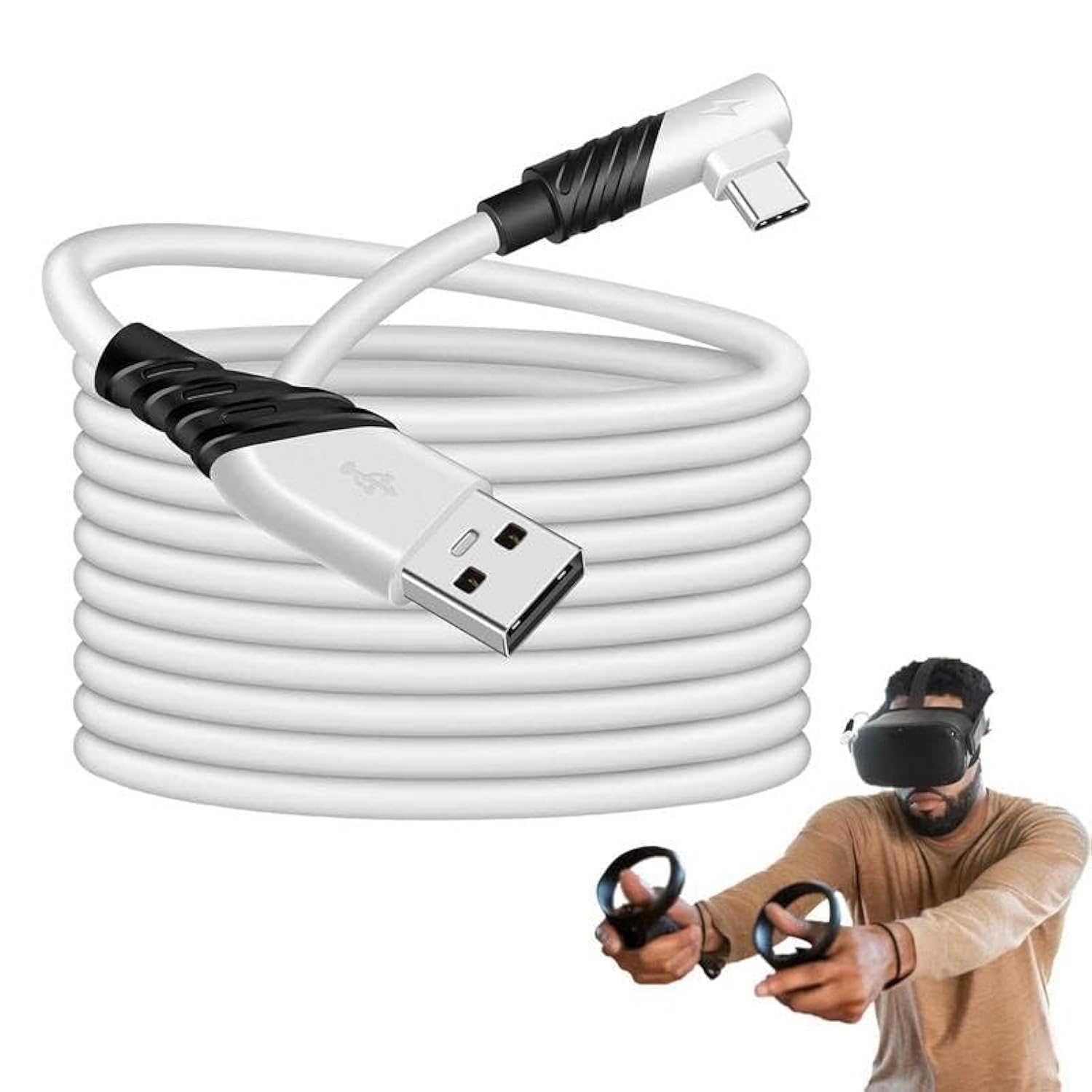 Compatible for Oculus Quest 2 Link Cable 16FT VR Headset Cable for Oculus Quest 2 / Quest 1 USB 3.0 Type C to C High Speed Data Transfer Charging Cord for Gaming PC (Quest2 VR connected to data cable) (B0CCHRLCC3) Amazon Price History, Amazon Price Tracker