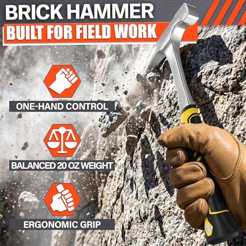 Image of Rock Pick Hammer 20 oz - One-Piece Forged Steel Geology Hammer with Pointed Pick Tip & Shock-Dampening Grip for Rockhounding, Fossil Hunting, Prospecting, Mineral Digging & Light Masonry Chipping Tool