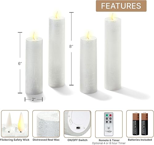 Miniatura 2 de LampLust Velas parpadeantes sin llama, juego de 4 velas plateadas, funciona con pilas, velas románticas, ideales para decoración de propuestas,