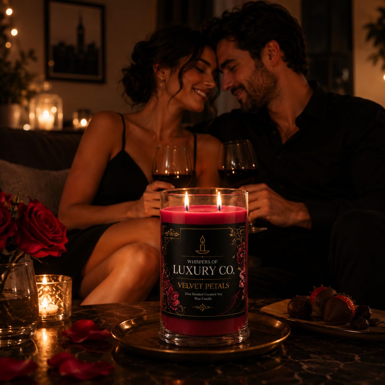Velvet Petals - Candela di cera di soia al cocco, barattolo grande da 595 g, con durata fino a 150 ore