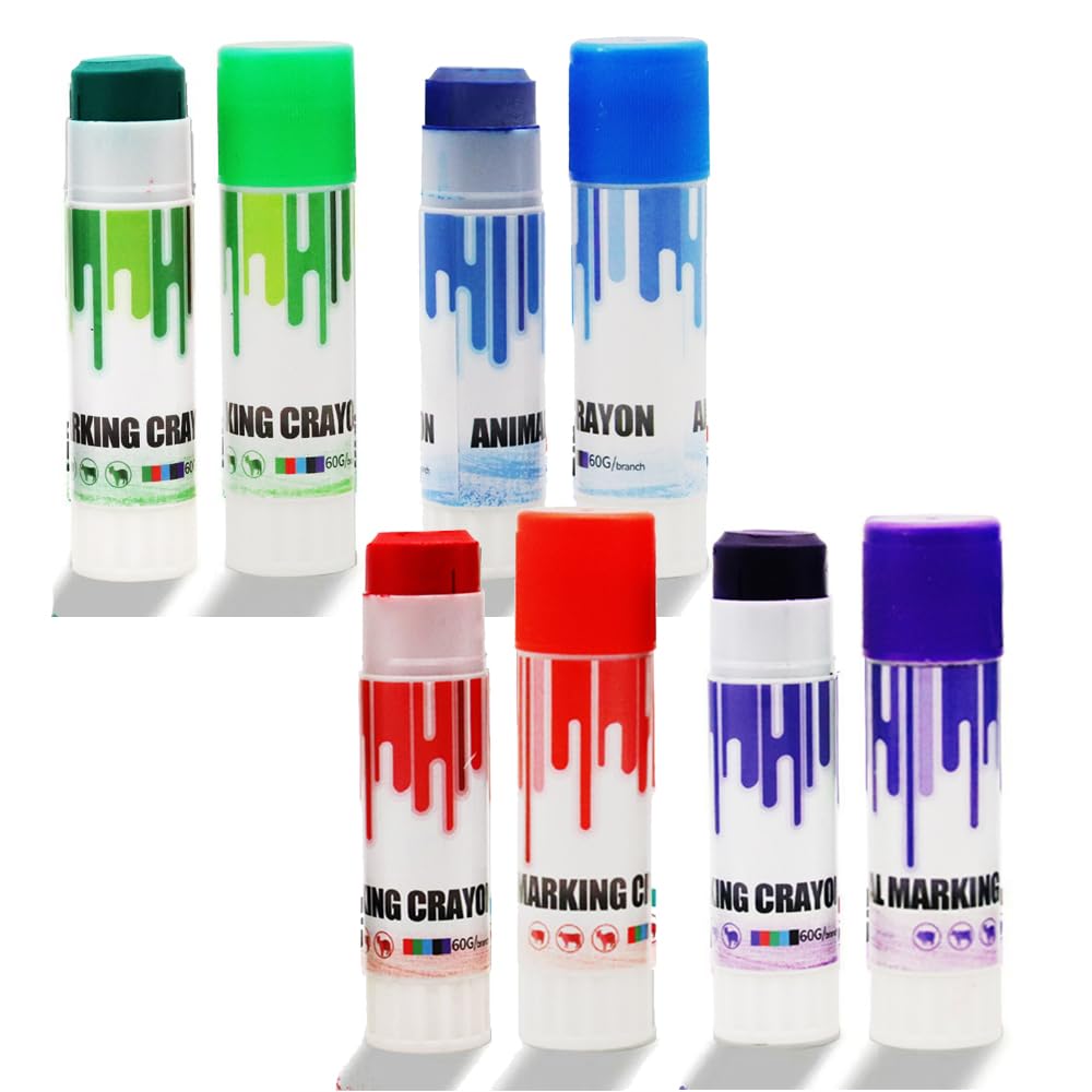 Livestock Identification Marking Crayon, 8PCS High Visibility, Non-toxic Livestock Marking Crayon with Cover for Marking Wet or Dry Animal Fur and