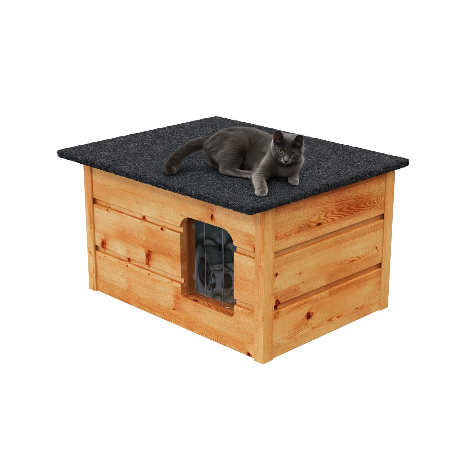 Cuccia per gatti per esterni, resistente all'inverno, isolata, resistente alle intemperie, completamente isolata, in legno di cartone (Tik #E08577)