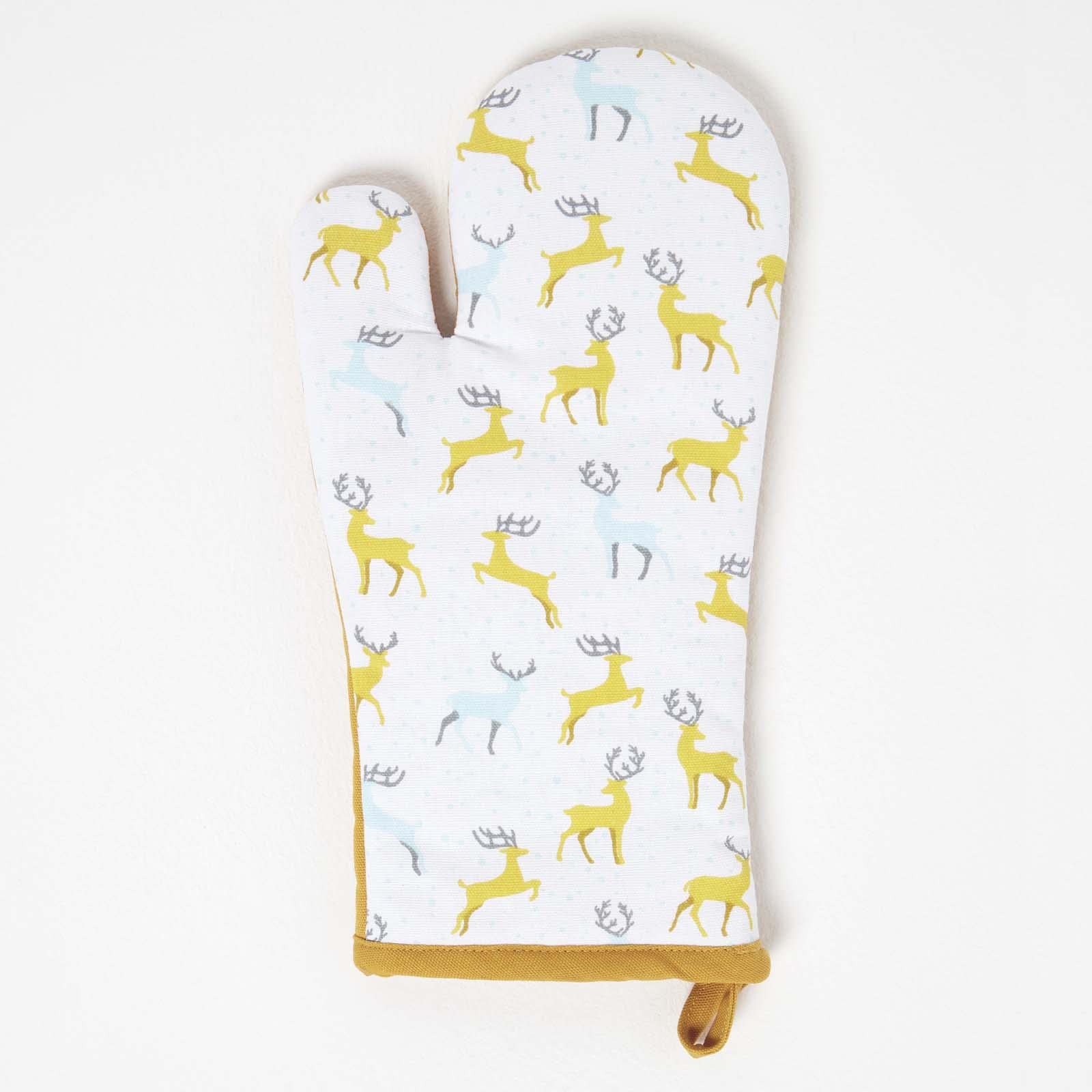 Homescapes Unisex Grey Majestic Stag Christmas Oven Glove
