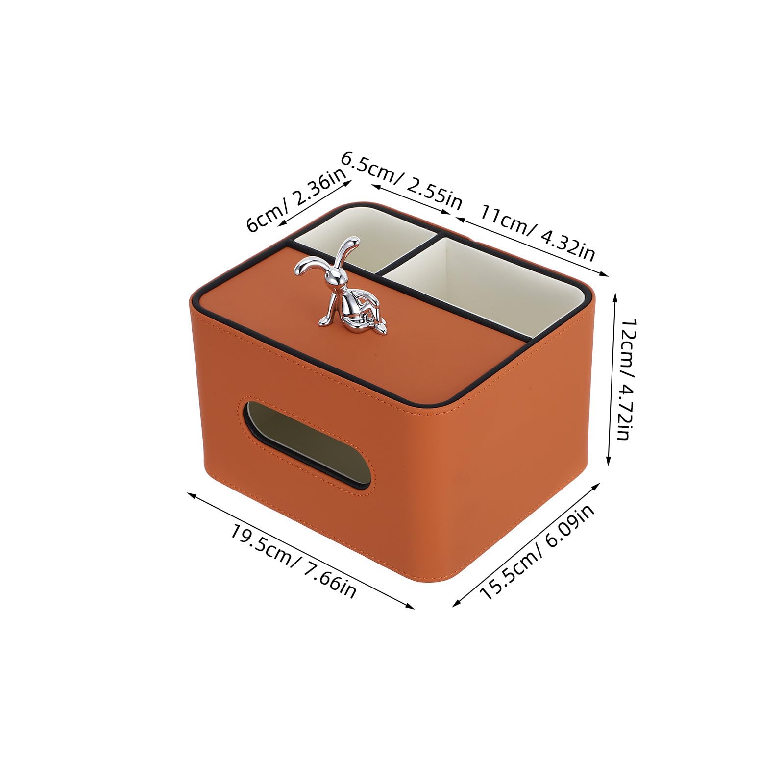 Boîte à Mouchoirs Multifonctionnelle en Cuir PU Orange pour Table