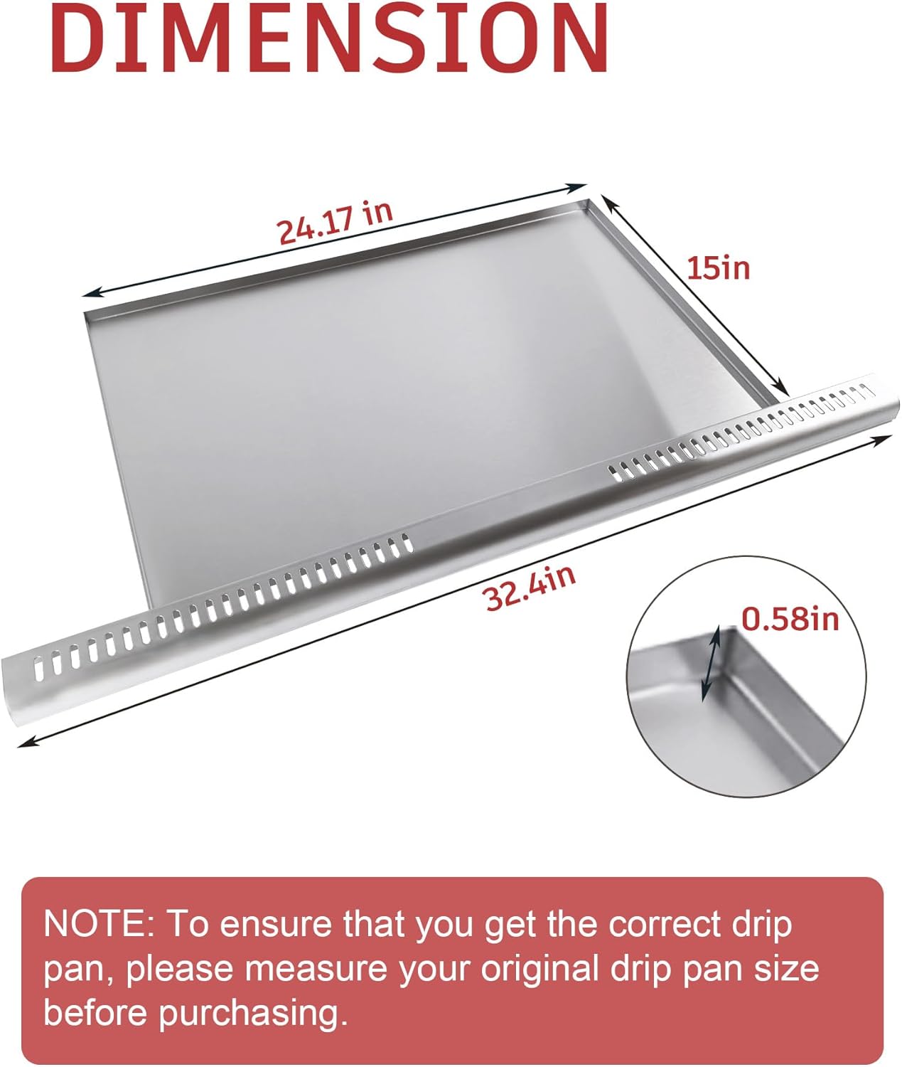 Grill Grease Tray Replacement for Blaze 32 Inch 4 Burner Grill, 304 Stainless Steel BBQ Drip Pan Replacement Parts for BLZ-4LBM/LTE