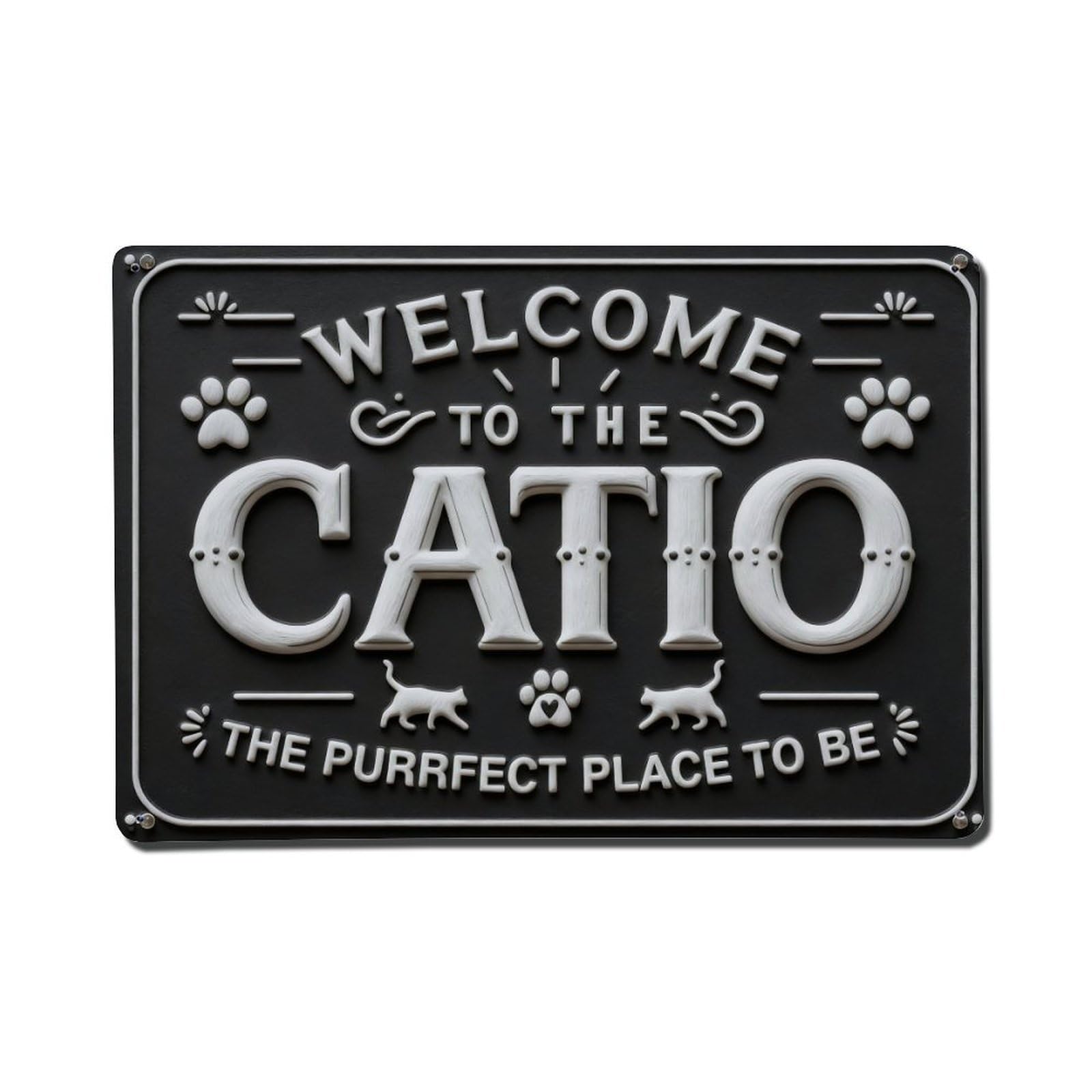 Iageret Vintage Welcome To The Catio Purrfect Place Metal Tin Sign Retro Wall Decor, Bar Garage Cafe Kitchen Home Wall Art Poster Decoration 8X12inches