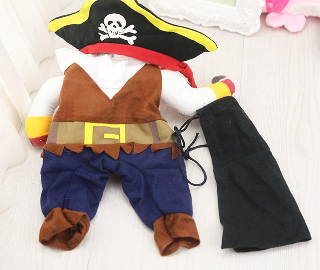 Hillento Pet Costume, Funny Cute Pet Dog Cat Pirate Clothes Suite Outfit for Halloween Christmas Holiday Dress Up Cosplay - Image 5