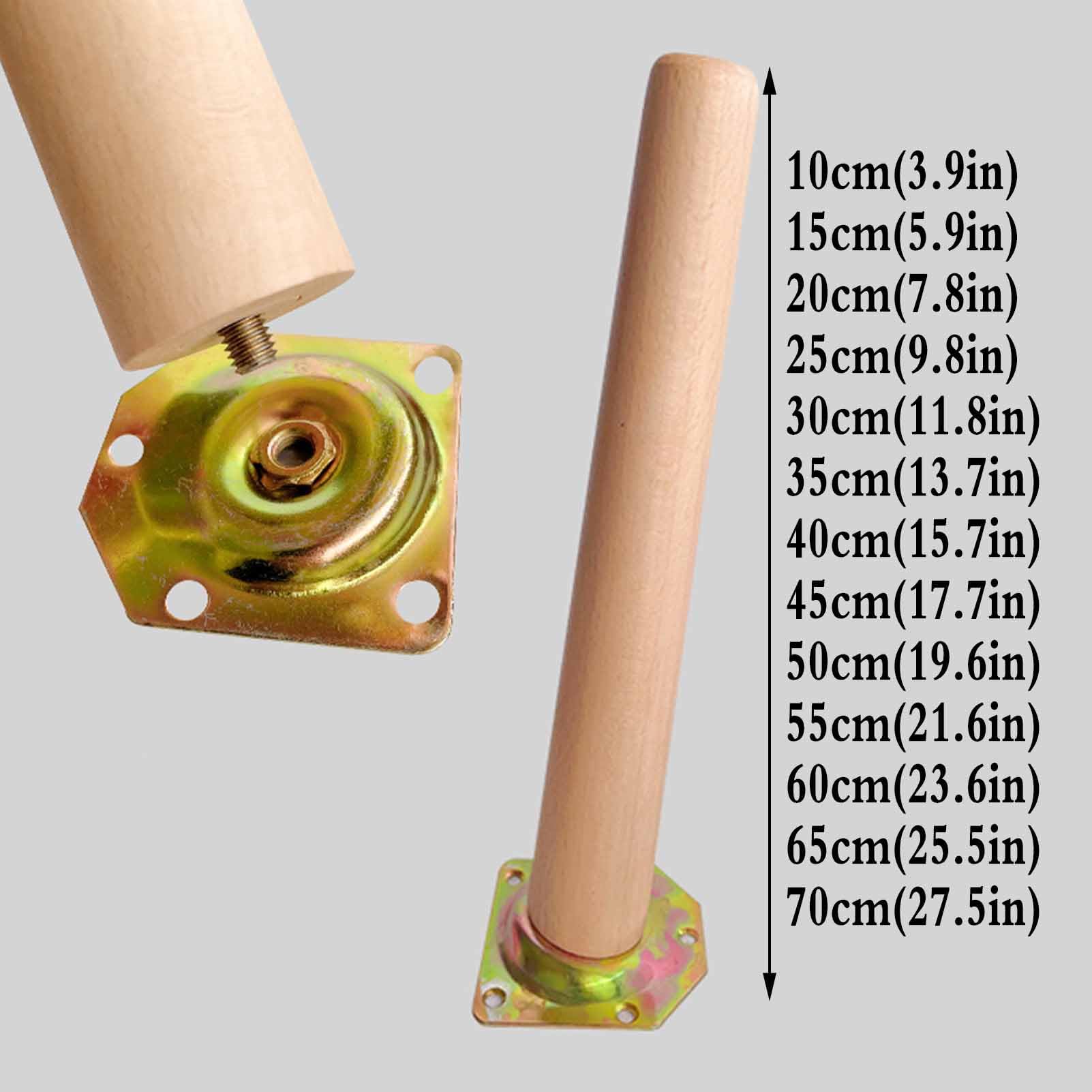 Nogi do mebli z litego drewna, 4 szt. Stożkowe drewniane nogi meblowe z płytą montażową i śrubami w wielu rozmiarach(55cm(21.6in))