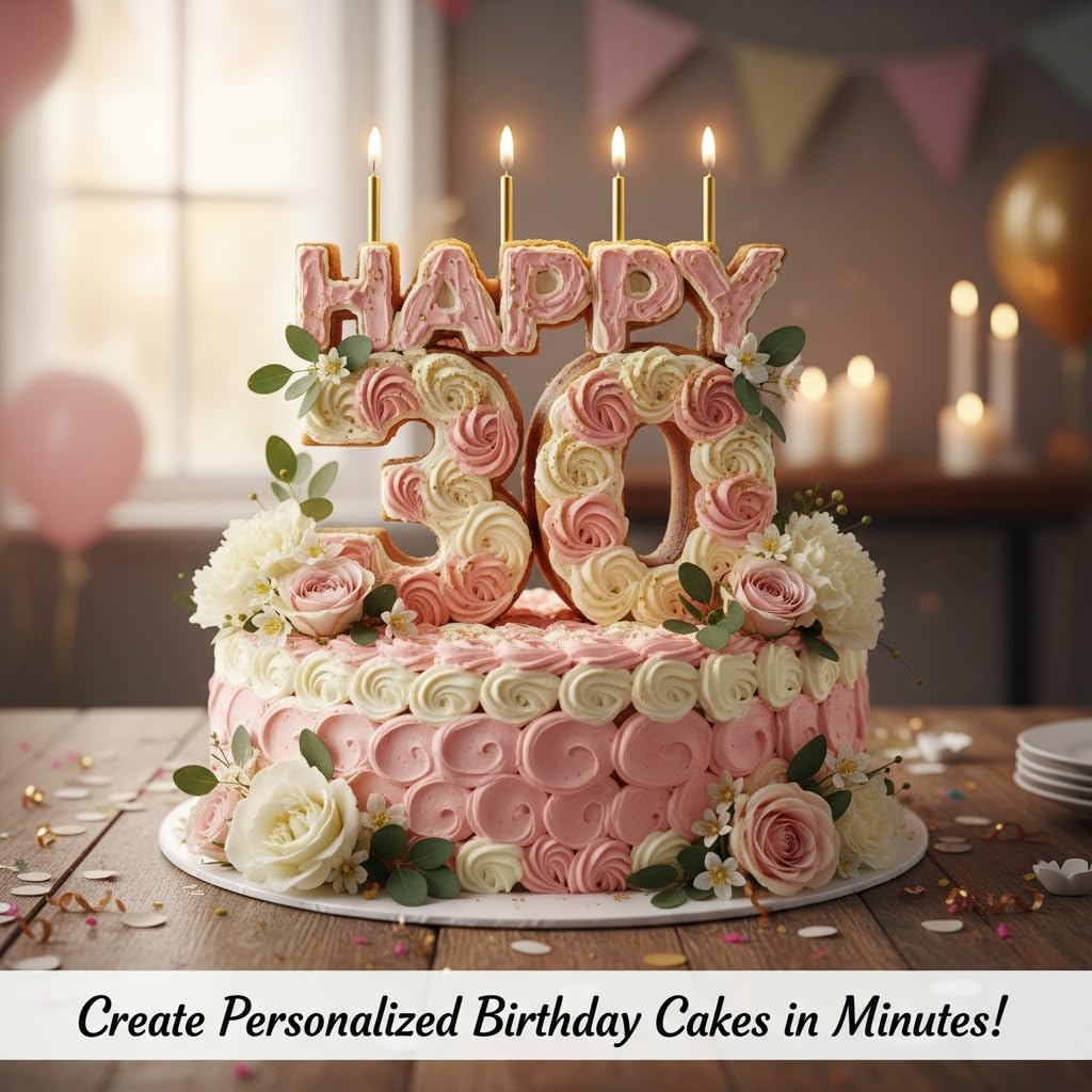 HEMOTON 37Pcs A,Z Alphabet Gâteau Stencilles Lettre Cake Modèles Moulds 0-9 Number Cake Pochoirs Cuisson Cookie Moule Anniversaire Mariage Décor Noël 30x28x0.1cm
