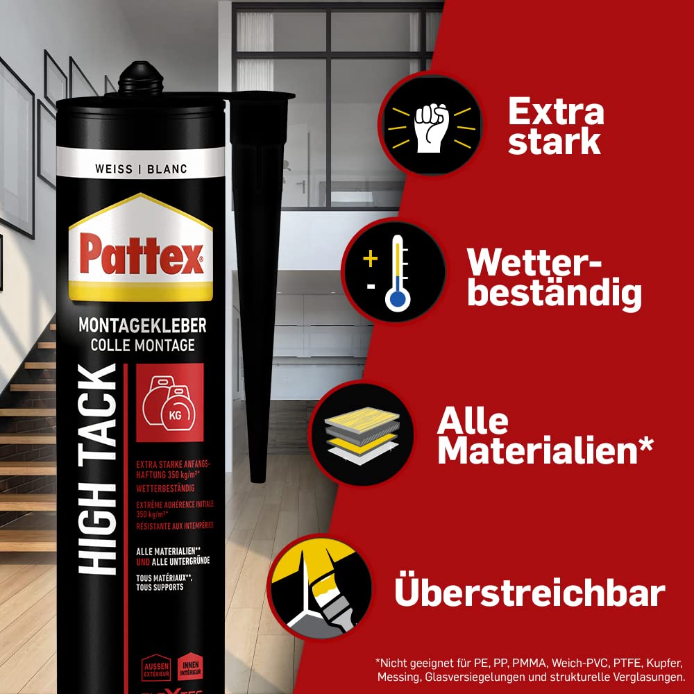 Pattex Colla per montaggio High Tack, 1 x 511 g