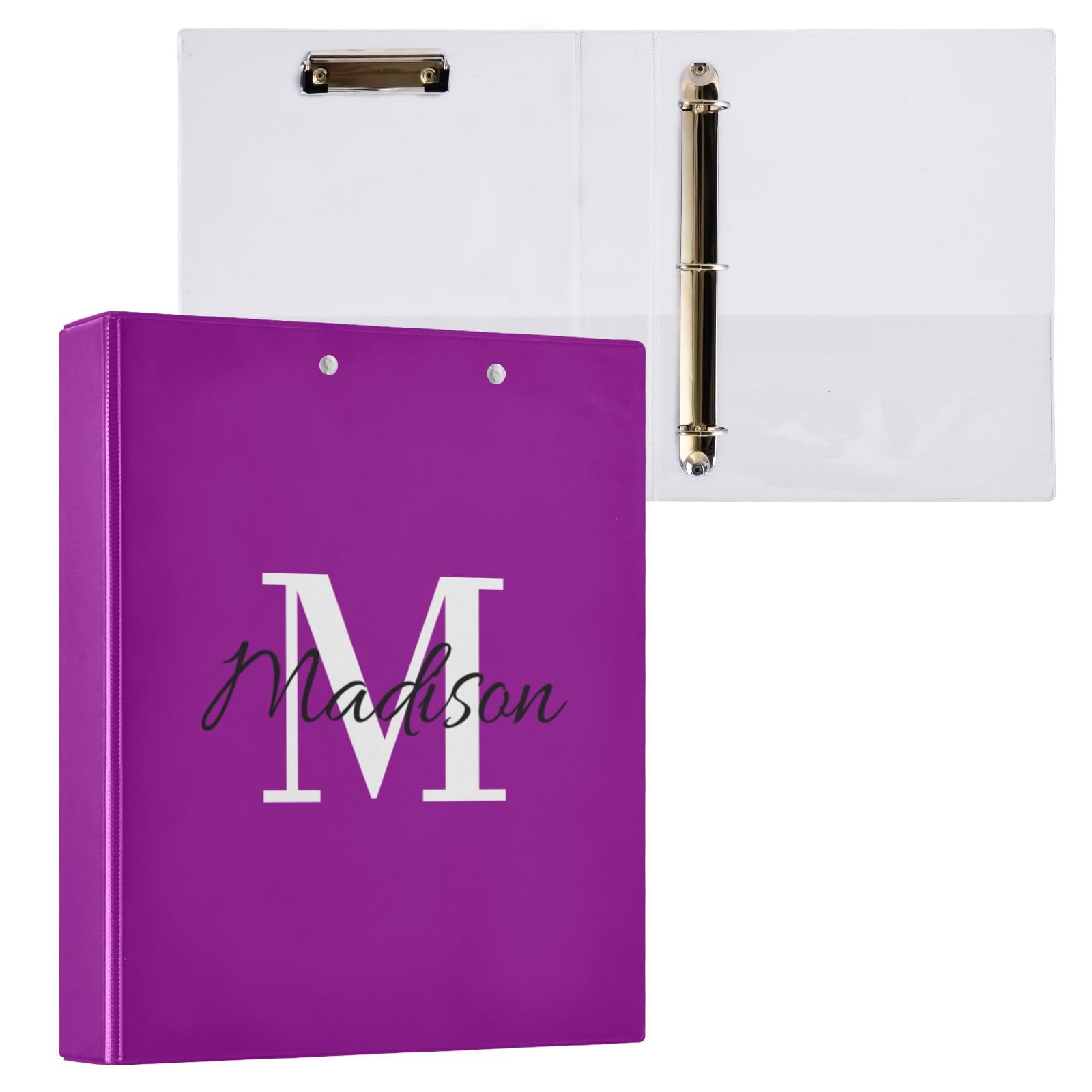 Raccoglitore personalizzato a 3 anelli da 3,8 cm con nome, raccoglitore decorativo a tre anelli con 3 tasche interne per forniture per ufficio scolastico, regalo personalizzato