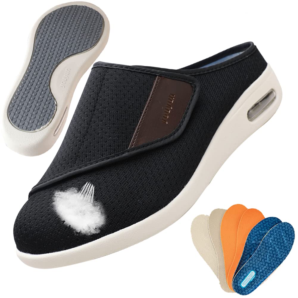 Chaussure Orthopédique, Sabots à Enfiler à Coussin d'air pour Femmes Chaussures de randonnée orthopédiques pour diabétiques, Baskets Mules pour Femmes,Noir,39 EU