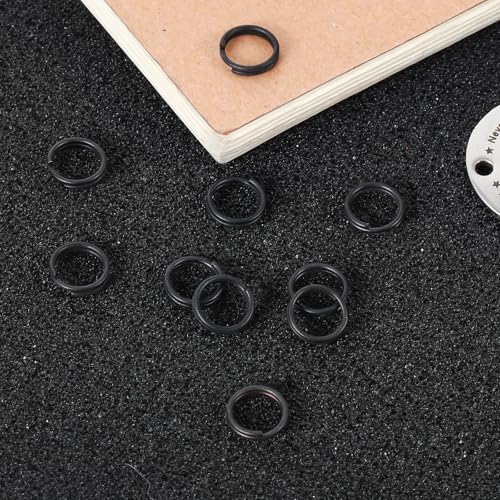 50 Stück Kleine Schlüsselringe Schwarz,Ymapinc Edelstahl Schlüsselanhänger Ringe Keyring für DIY-Anhänger Haustiermarke Gepäckanhänger (12 mm)
