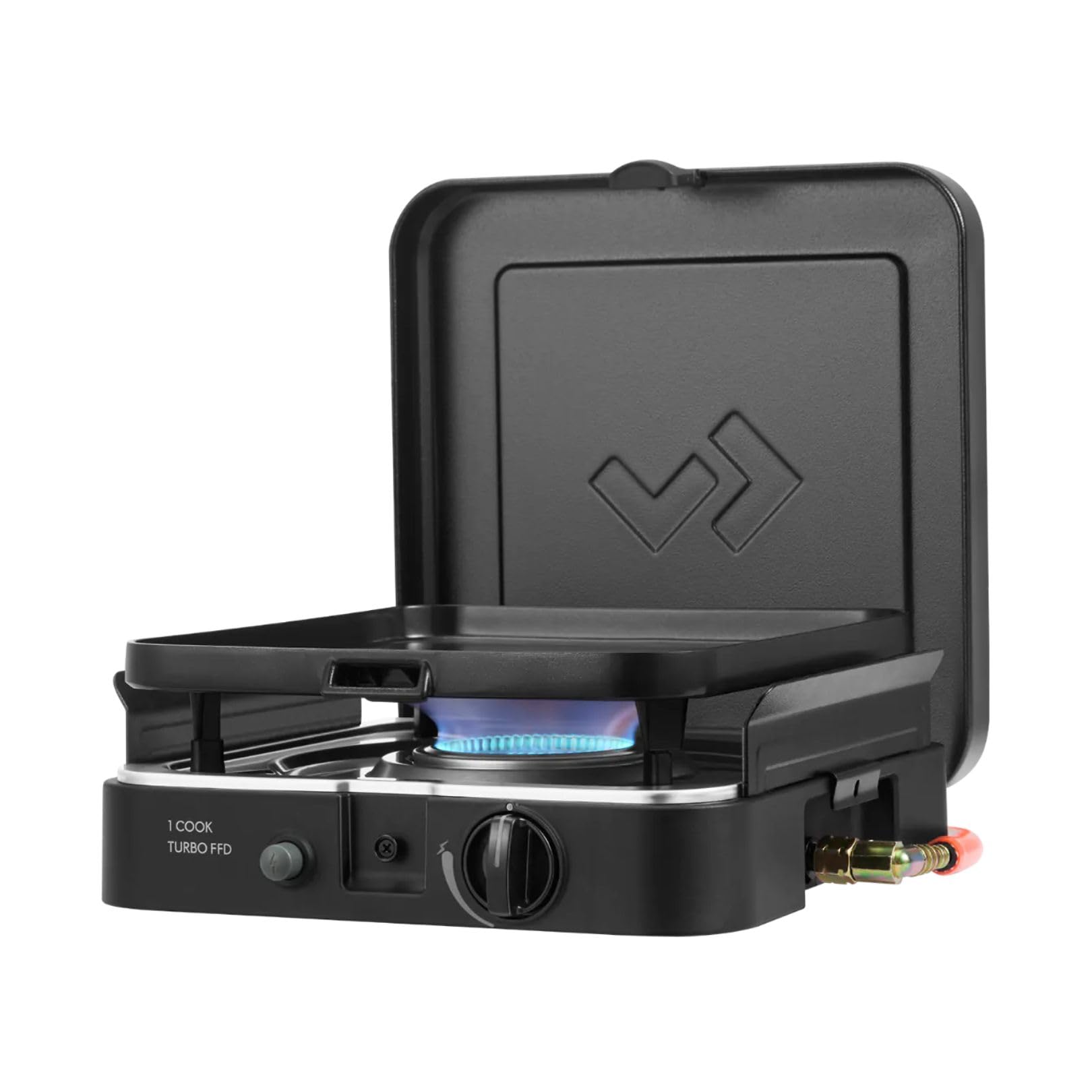 CADAC - 1 Cook Turbo FFD Flat Plate - barbecue - Barbecues portables - Surface de cuisson en acier inoxydable - Incl. Housse de protection - Camping - Les incontournables du barbecue - Noir