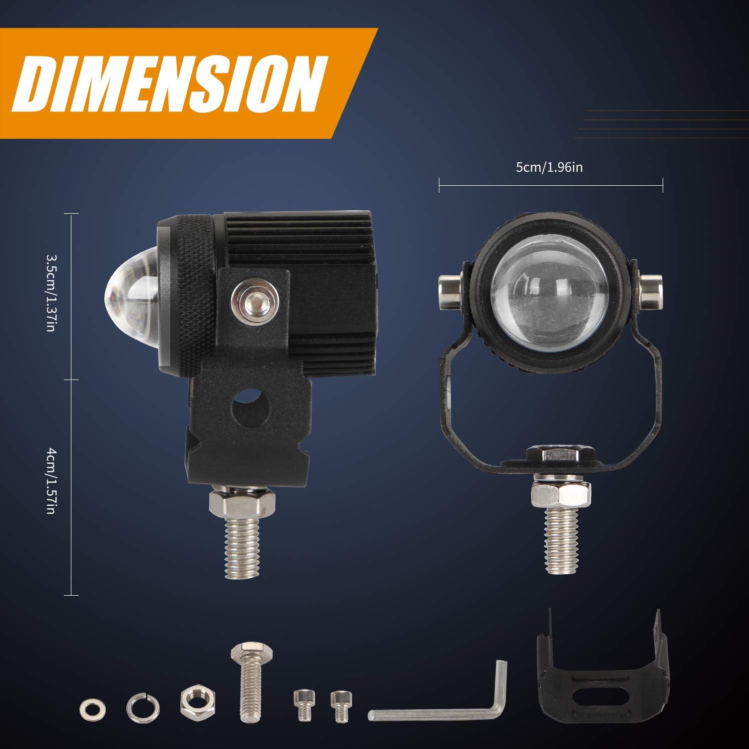 GES Motorcycle LED Fog Lights, 2 Pack LED Driving Lights Motorcycle Fog Lights High Low Beam White Yellow Headlights Fog Lamps Electric Work Driving Headlamp Spot Lamps for for Bike