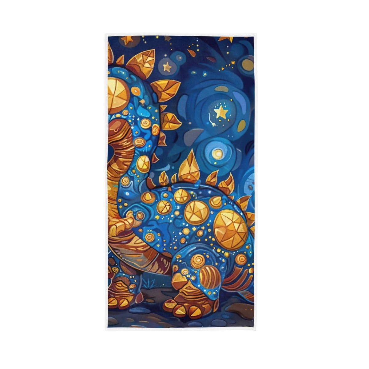 HUYGD Cartoon Yellow Blue Dinosaur Hand Towel, Hand Towels for Bathroom 15 x 30 Inches, Lightweight Towels