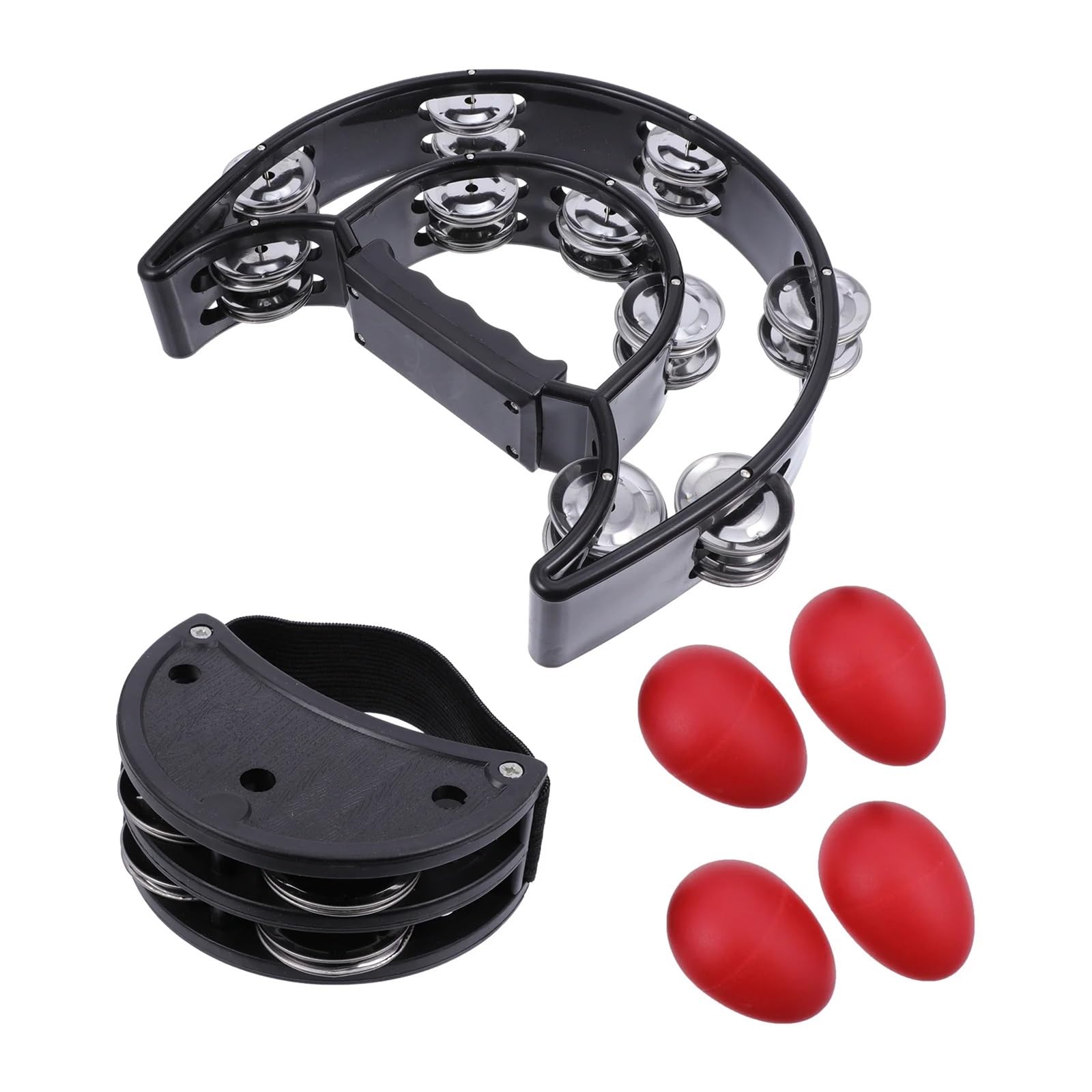 Pandereta De Pie Juego de instrumentos musicales 6 uds for pandereta pie mano, diseño doble fila, agitador agarre cómodo for ritmo Para pedal de bombo