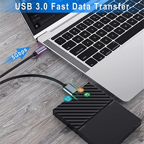 USB C Hard Drive Cable, Type C to Micro B Adapter Cable, USB 3.0 Data Cord for External SSD HDD WD Element, Toshiba Canvio, Seagate Expansion/Backup Plus, LaCie Rugged, M3, Galaxy S8/S9/S10, etc (2m)