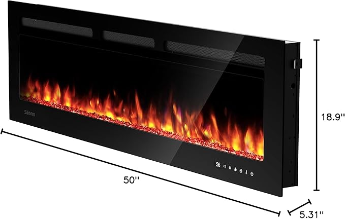 Chimenea Eléctrica Inteligente Silonn 50 Pulgadas, 5300 BTU, WiFi, Control Remoto miniatura 2
