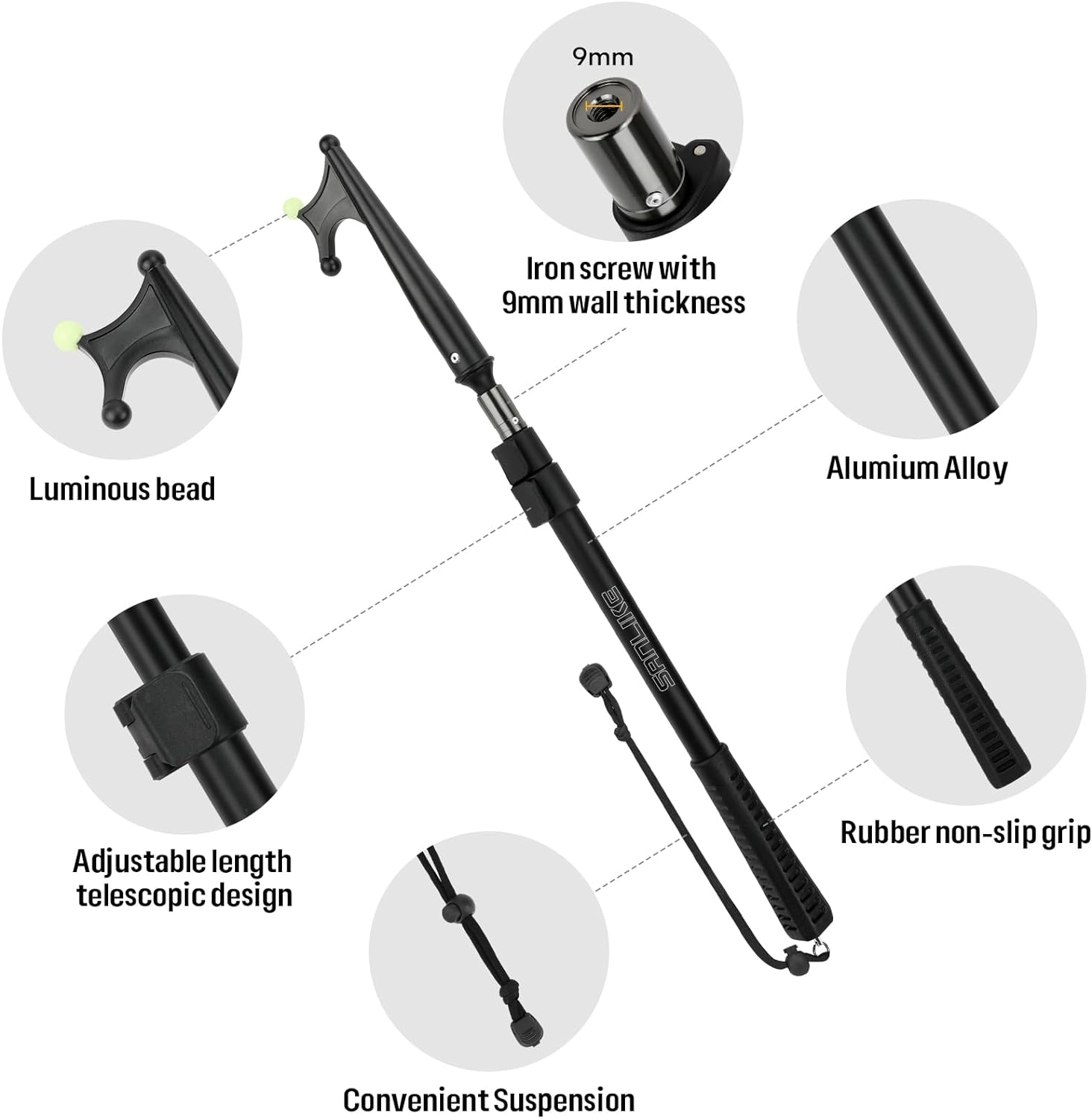 SAN LIKE Gancho telescópico para barco, flotante, duradero, resistente al óxido con cuentas luminosas, poste de empuje para acoplar azul, negro, camuflaje, gris Colombia