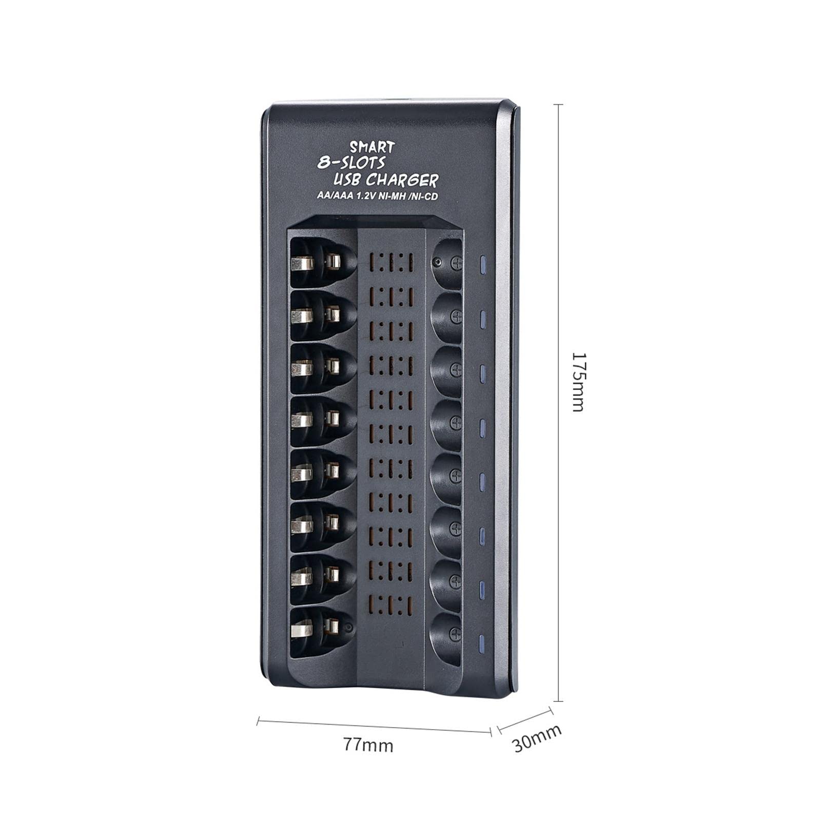 Lot de 5 chargeurs USB rechargeables à 8 emplacements 1,2 V Ni-MH AA/AAA - Facile à transporter