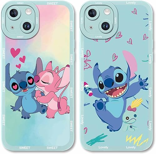 Paquete de 2 fundas de teléfono de dibujos animados para iPhone 13 mini de 5.4 pulgadas, bonitas fundas de personajes de anime femenino, funda