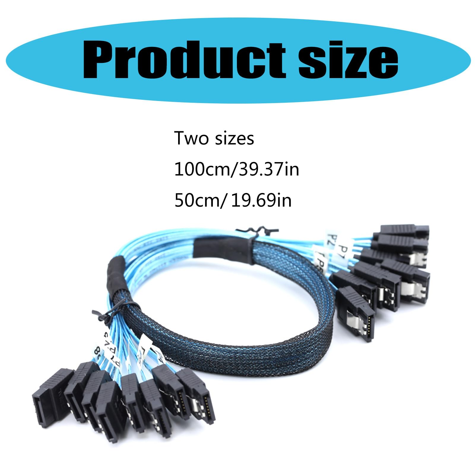 Générique Câble SATA3 à SATA3 à 8Ports 7 Broches, câbles d ' Interface SATAIII 6Gbps pour disques durs internes et contrôleurs Raid, câble de données à Vitesse Rapide