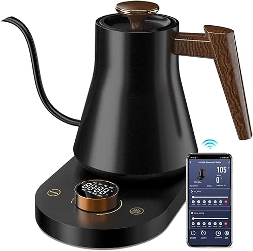 Smart Electric Gooseneck Kettle with WiFi Control, Pour-Over Coffee &
