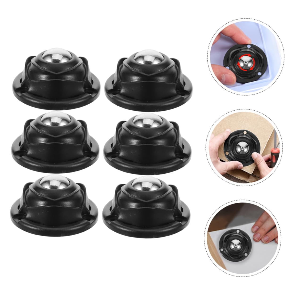 MUCKLILY 6pcs Self-Adhesive Caster Wheels Swivel Wheels for Furniture Appliances Easy Installation Heavy Load-Bearing Stylish Design No Drilling Required