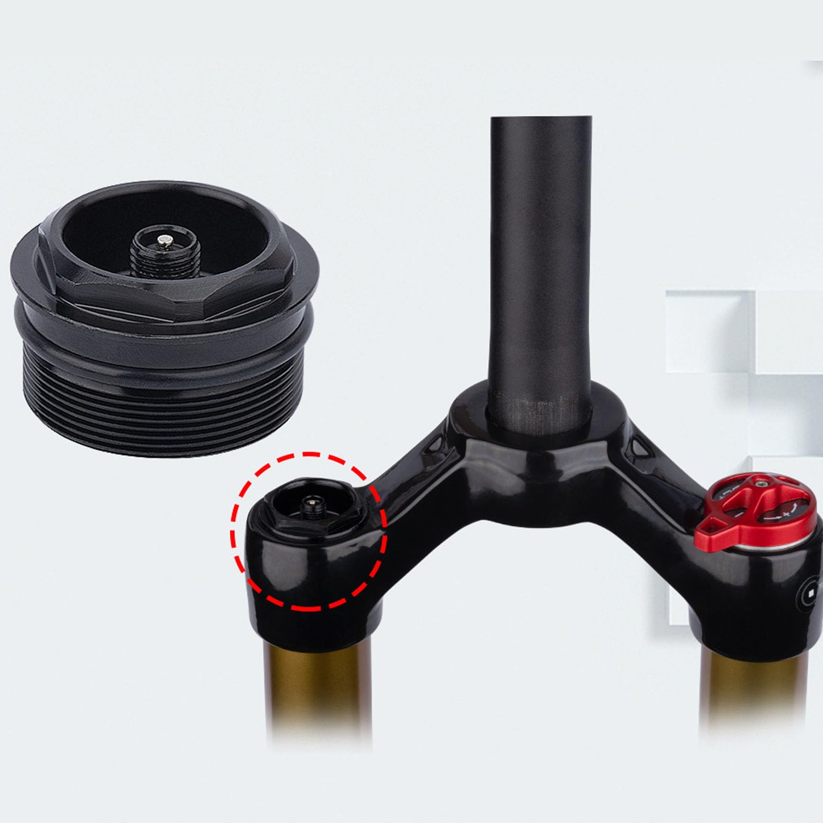 Dado Valvola Forcella Anteriore Bici in Lega di Alluminio Gruppo Tappo Forcella Aria Bici Sostituzione Nucleo Valvola per Forcella Anteriore con Tubo Interno da 32 Mm