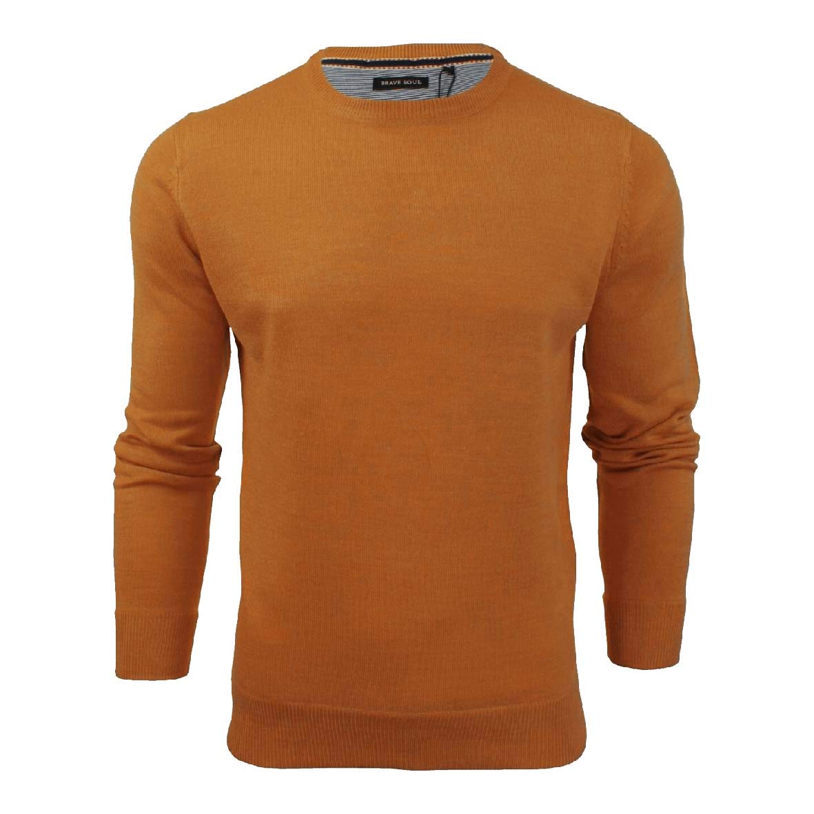 Brave Soul Men's Burntumber 'Parsec' Knitted Crew Neck Jumper Sweater Top (Xl, Burnt-Umber)