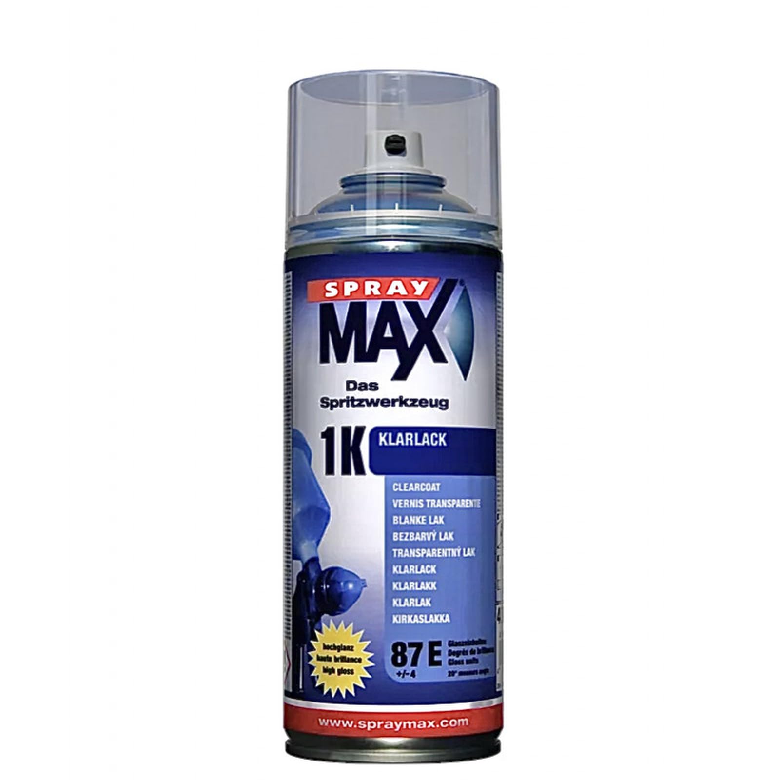 Vernis de Finition Haute Brillance 1k Spreymax - Bombe Aérosol Spray de Vernis de Finition Monocomposant 1k Carosserie Auto Moto - Brillant - 400 ml - Ref. 680054