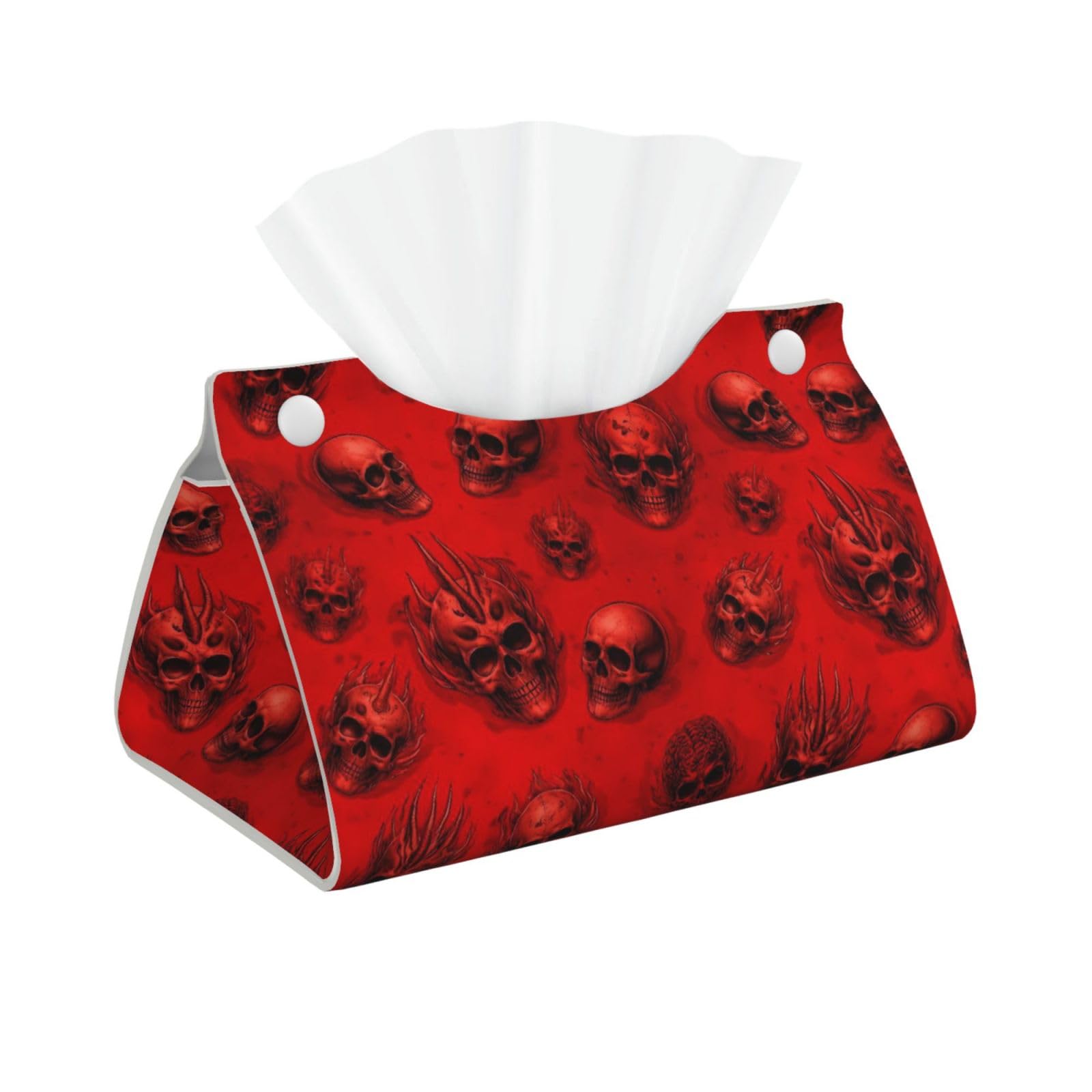 Red Horror Skull Long Tissue Box Cover Holder Home Decor Aesthetic 7.87'' x 5.12'' x 0.98''
